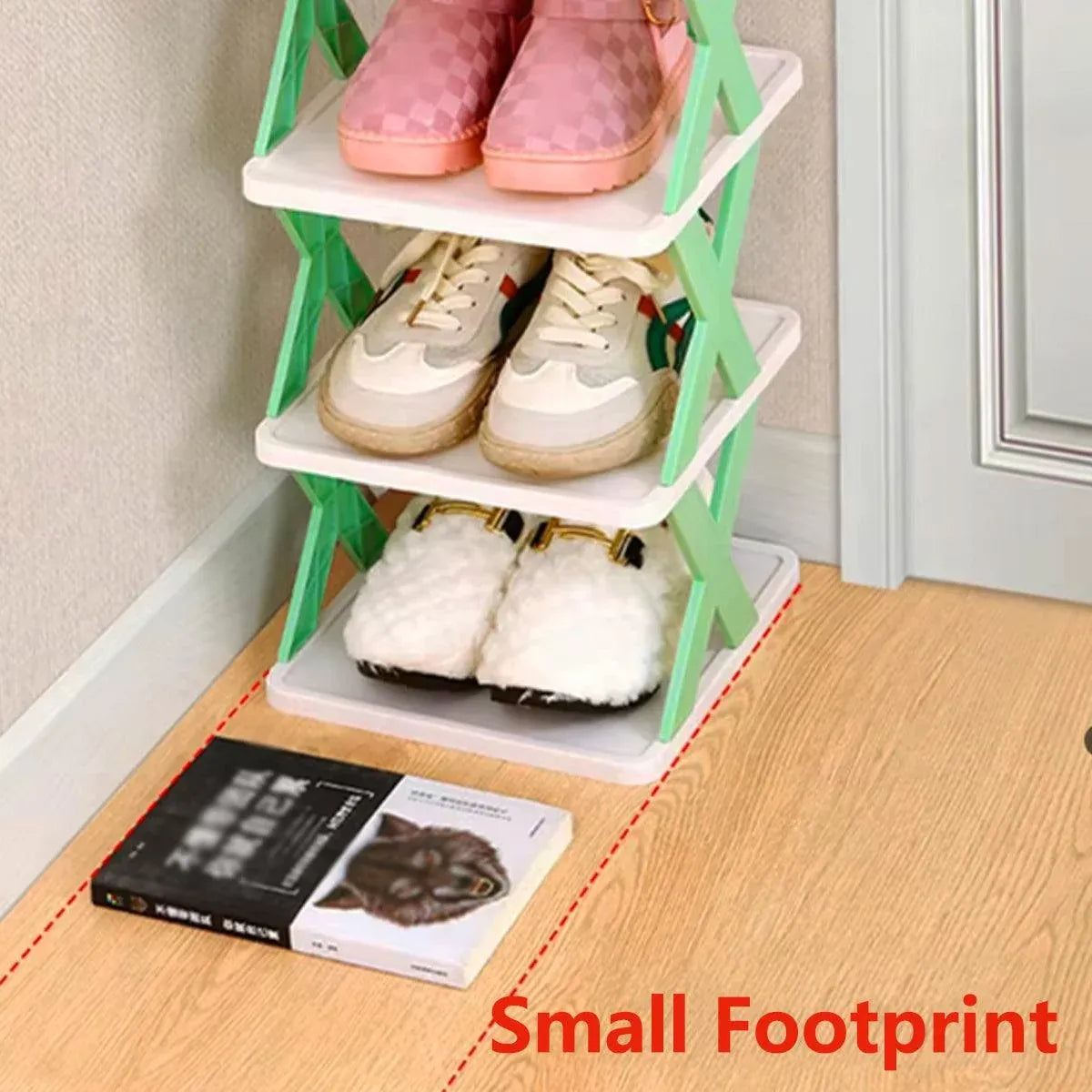 6/7 Tier Shoe Rack Space Saving Small Shoe Cabinet Storage Shelf Organizer - Orange-7 Layer