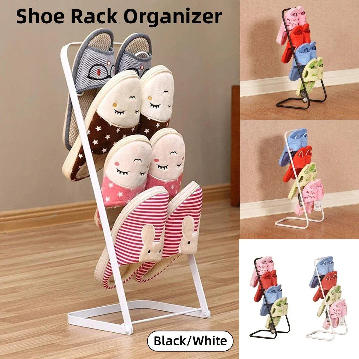 Simple Multi Layer Slipper Storage Rack Organizer for Home Closet Shoe Organizer - Black