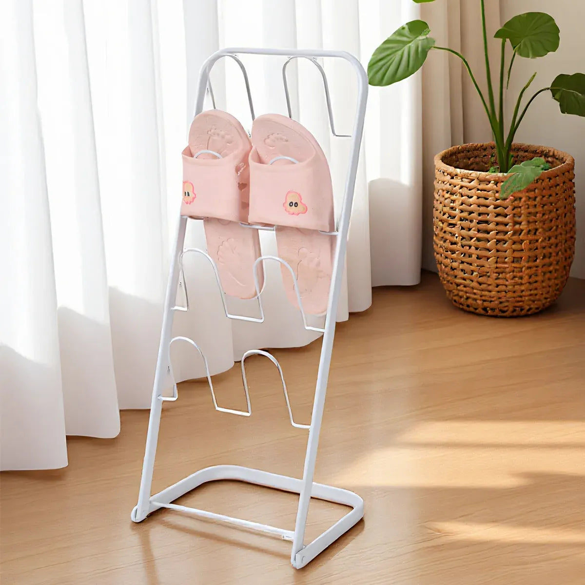 Metal Floor Standing Slipper Rack for Entryway Hallway Bathroom