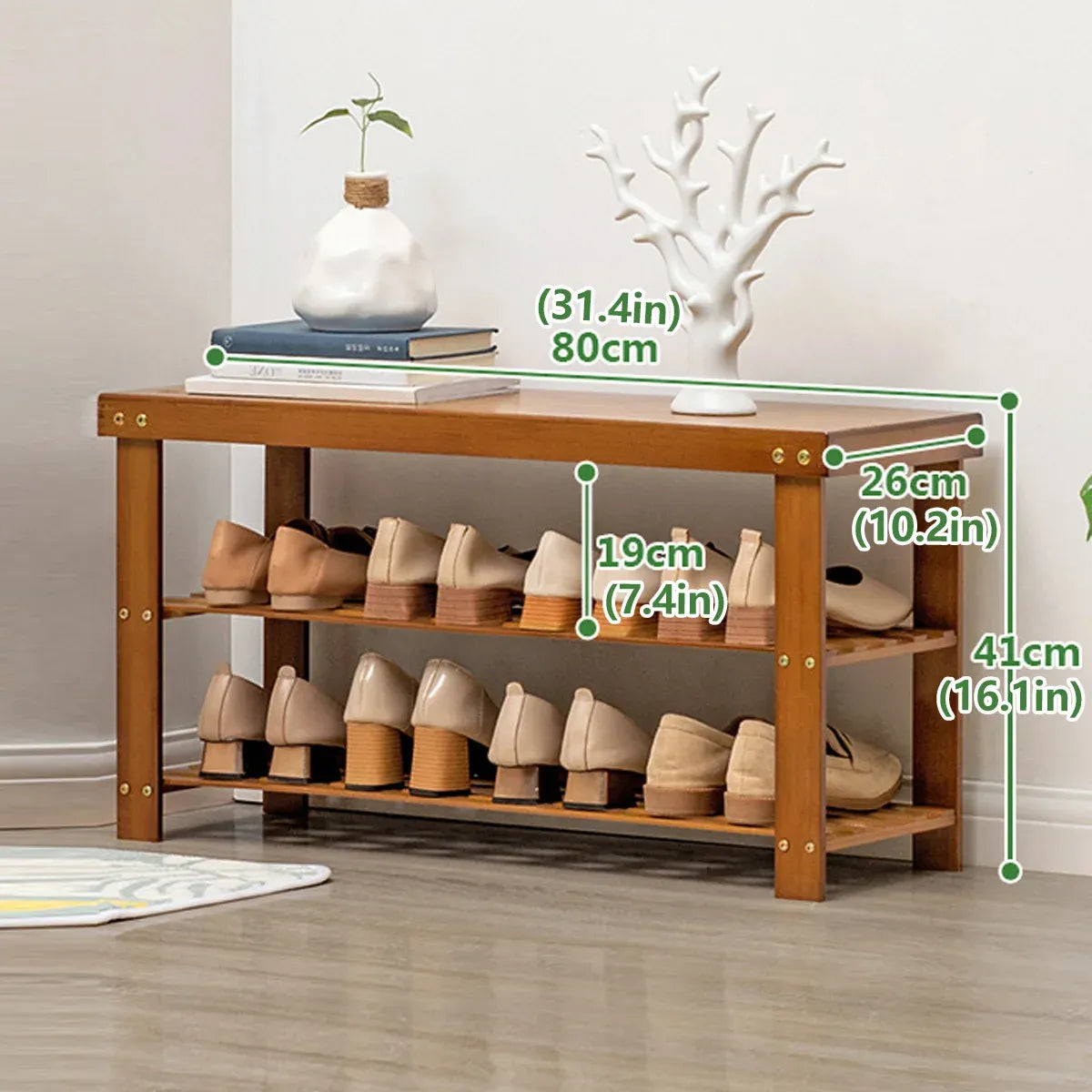 Shoe Changing Bench with Shoe Storage Rack Space Saving for Entryway Hallway