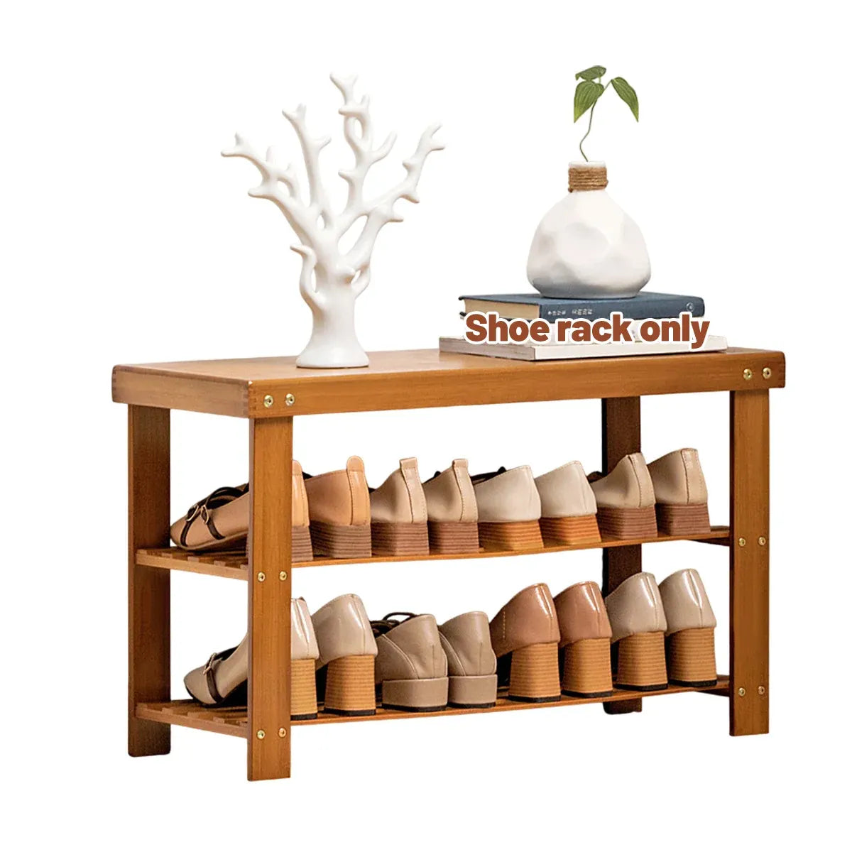 Shoe Changing Bench with Shoe Storage Rack Space Saving for Entryway Hallway