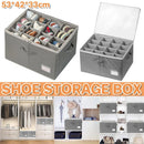 1-Piece Grey 16-Compartment Foldable Shoe Storage Organiser