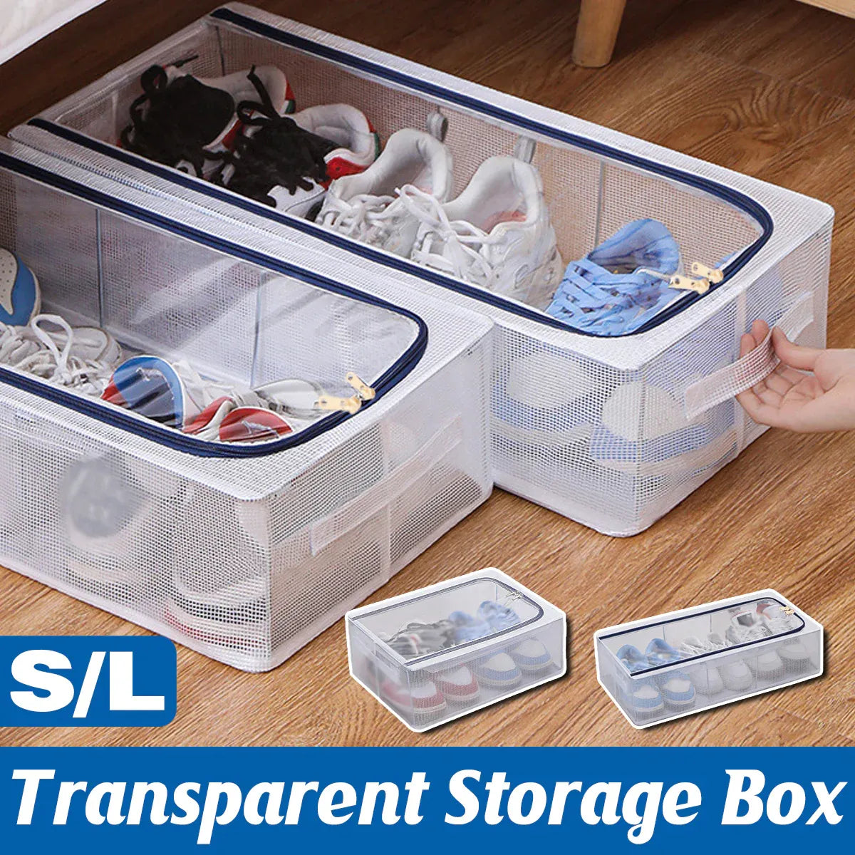 Visible Dustproof Transparent Storage Box Home Organizer for Clothes Toys Shoes - Large