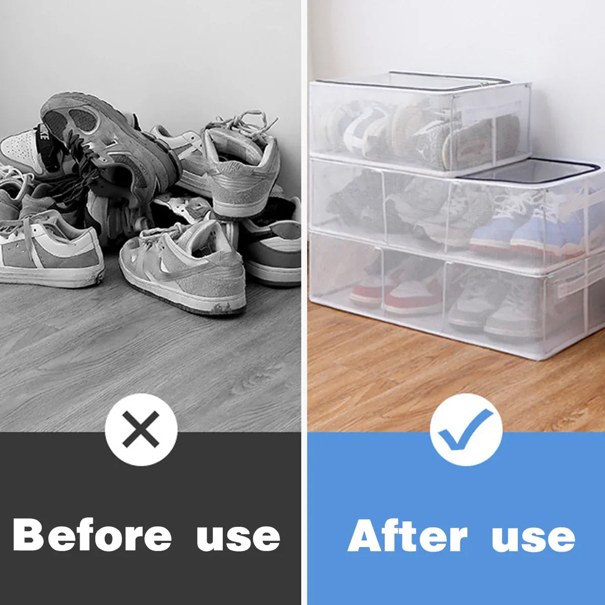 Visible Dustproof Transparent Storage Box Home Organizer for Clothes Toys Shoes - Large