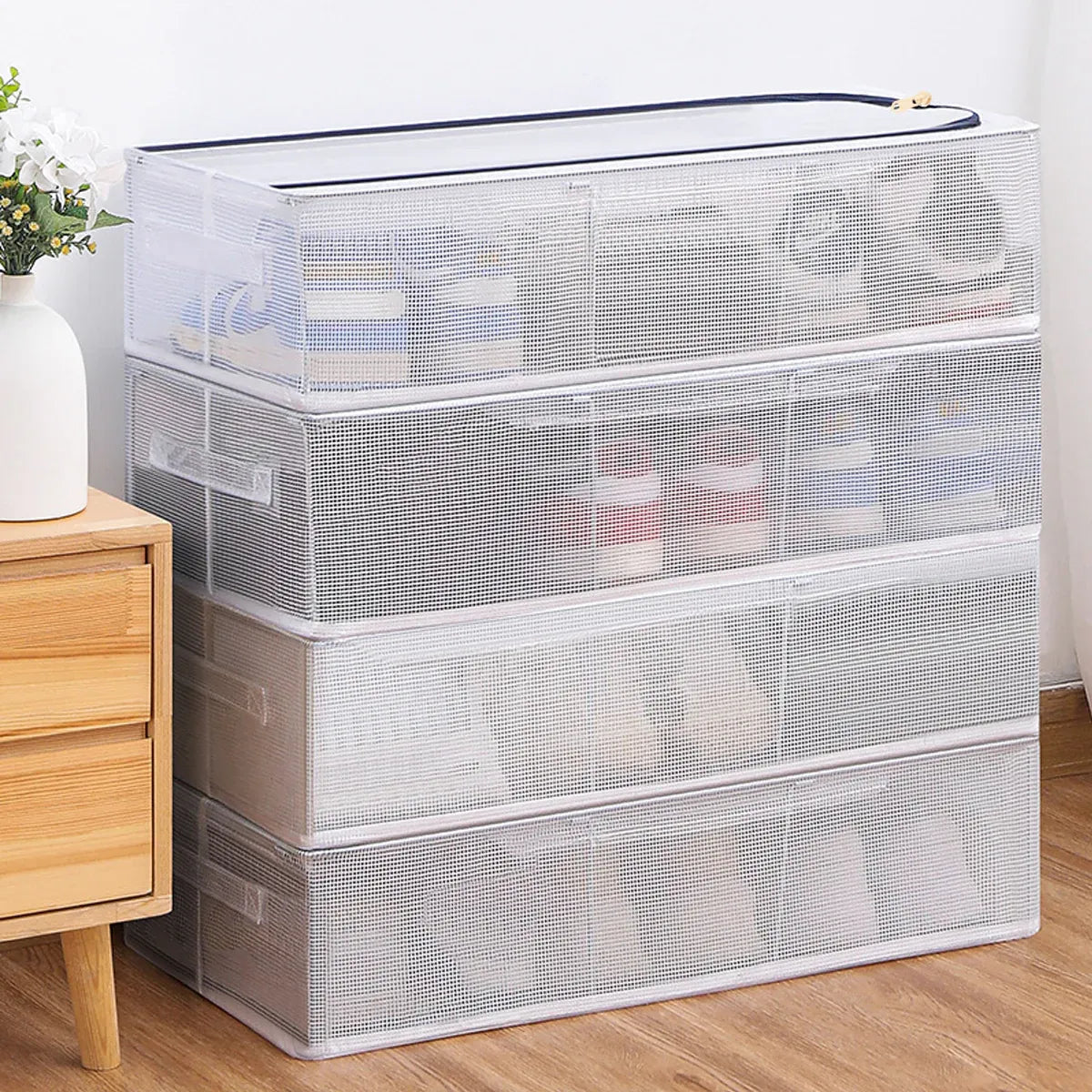 Visible Dustproof Transparent Storage Box Home Organizer for Clothes Toys Shoes - Large