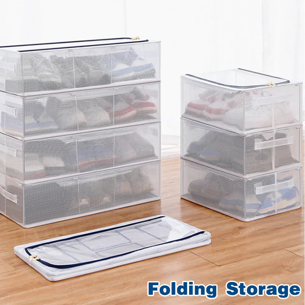 Visible Dustproof Transparent Storage Box Home Organizer for Clothes Toys Shoes - Large