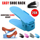 20X Shoe Rack Display Case Box Adjustable Slots Organizer Storage Holder - Black