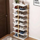 8 Tiers Shoe Rack Wood Vertical Space Saving Narrow Shoe Rack Storage 14 Pairs
