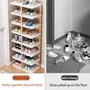 8 Tiers Shoe Rack Wood Vertical Space Saving Narrow Shoe Rack Storage 14 Pairs