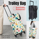 Lightweight Folding Shopping Cart Trolley with Wheels Retractable Tote Bag - Black-Big