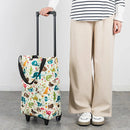Lightweight Folding Shopping Cart Trolley with Wheels Retractable Tote Bag - White-Big