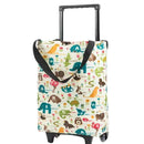 Lightweight Folding Shopping Cart Trolley with Wheels Retractable Tote Bag - White-Small