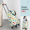 Lightweight Folding Shopping Cart Trolley with Wheels Retractable Tote Bag - White-Small