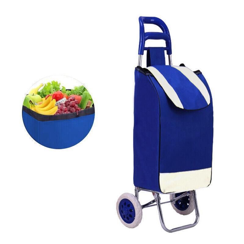 1X Shopping Cart Carts Trolley Foldable Bags Luggage Wheels Folding Basket - Red