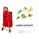 1X Shopping Cart Carts Trolley Foldable Bags Luggage Wheels Folding Basket - Red