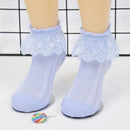 Lace Ruffle Frilly Short Socks for Girls Ankle Length S Size Fits 1-3 Years - Pink