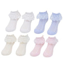 Lace Ruffle Frilly Short Socks for Girls Ankle Length S Size Fits 1-3 Years - Yellow