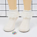 Lace Ruffle Frilly Short Socks for Girls Ankle Length S Size Fits 1-3 Years - Yellow