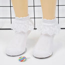 Lace Ruffle Frilly Short Socks for Girls Ankle Length S Size Fits 1-3 Years - Yellow