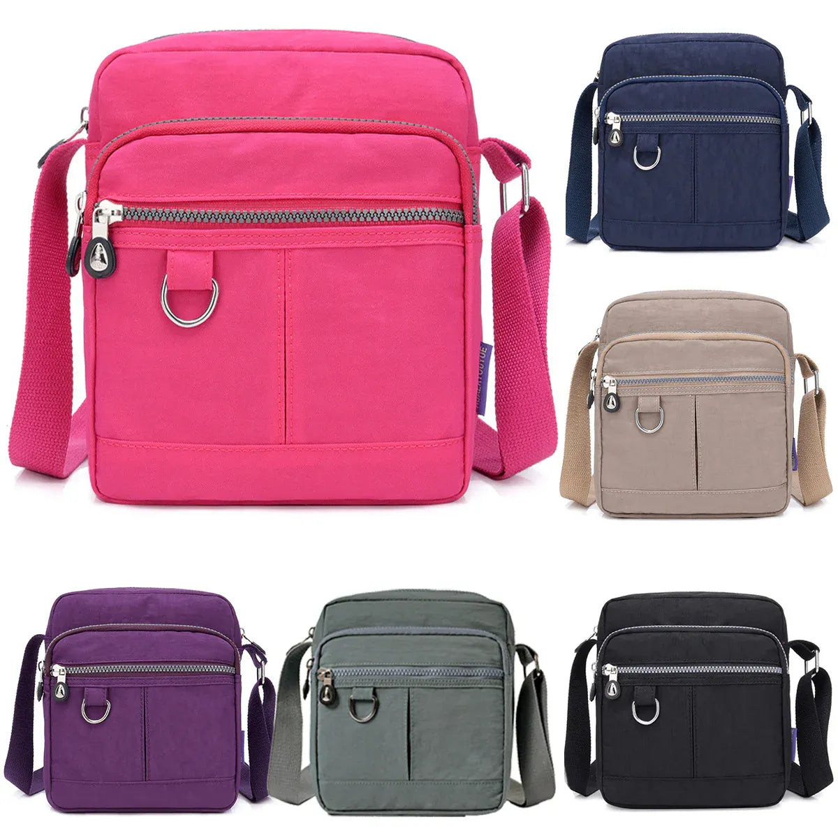 Ladies Shoulder Bag Nylon Fabric Lightweight Crossbody Small Casual Handbag - Apricot