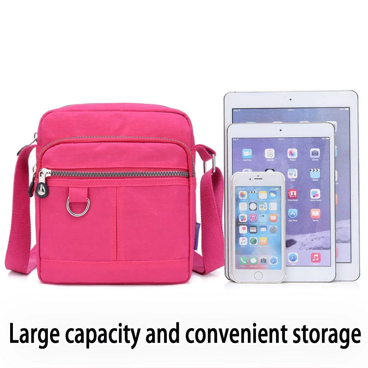Ladies Shoulder Bag Nylon Fabric Lightweight Crossbody Small Casual Handbag - Apricot