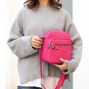 Ladies Shoulder Bag Nylon Fabric Lightweight Crossbody Small Casual Handbag - Apricot