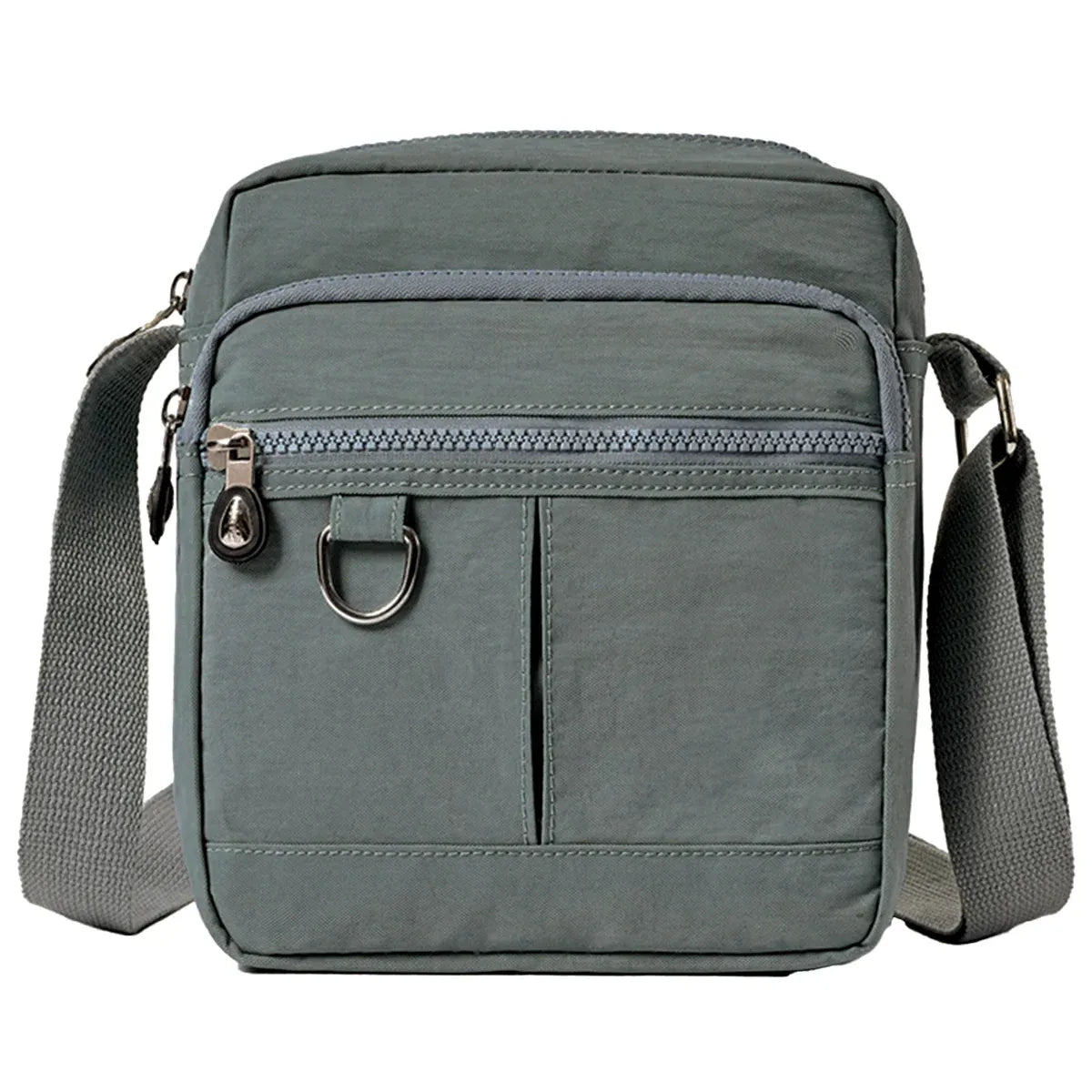 Ladies Shoulder Bag Nylon Fabric Lightweight Crossbody Small Casual Handbag - Grey