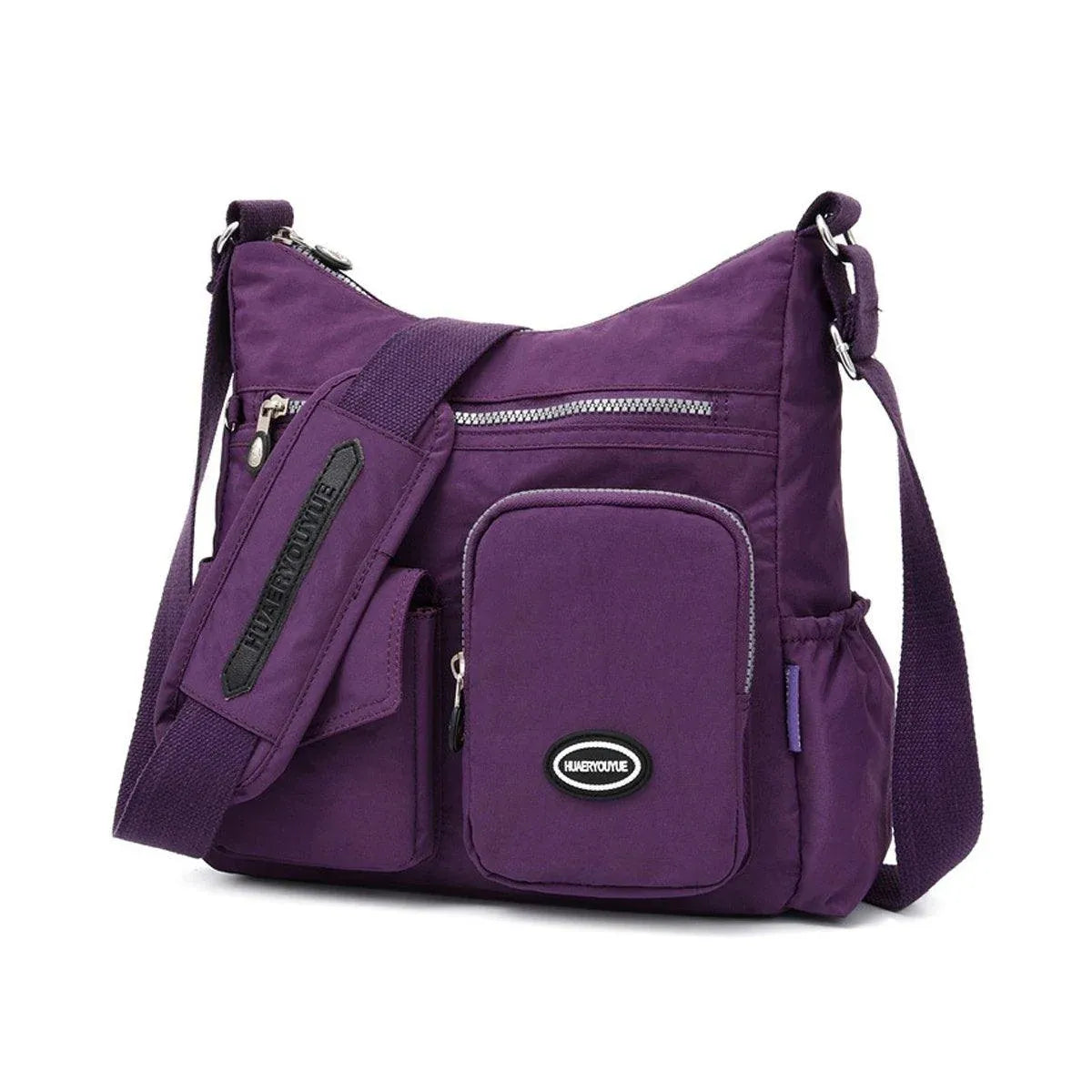 Purple Shoulder Bag Nylon Fabric Crossbody Travel Bag for Women Casual Use