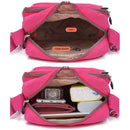 Ladies Shoulder Bag Nylon Fabric Lightweight Crossbody Small Casual Handbag - Rose Red