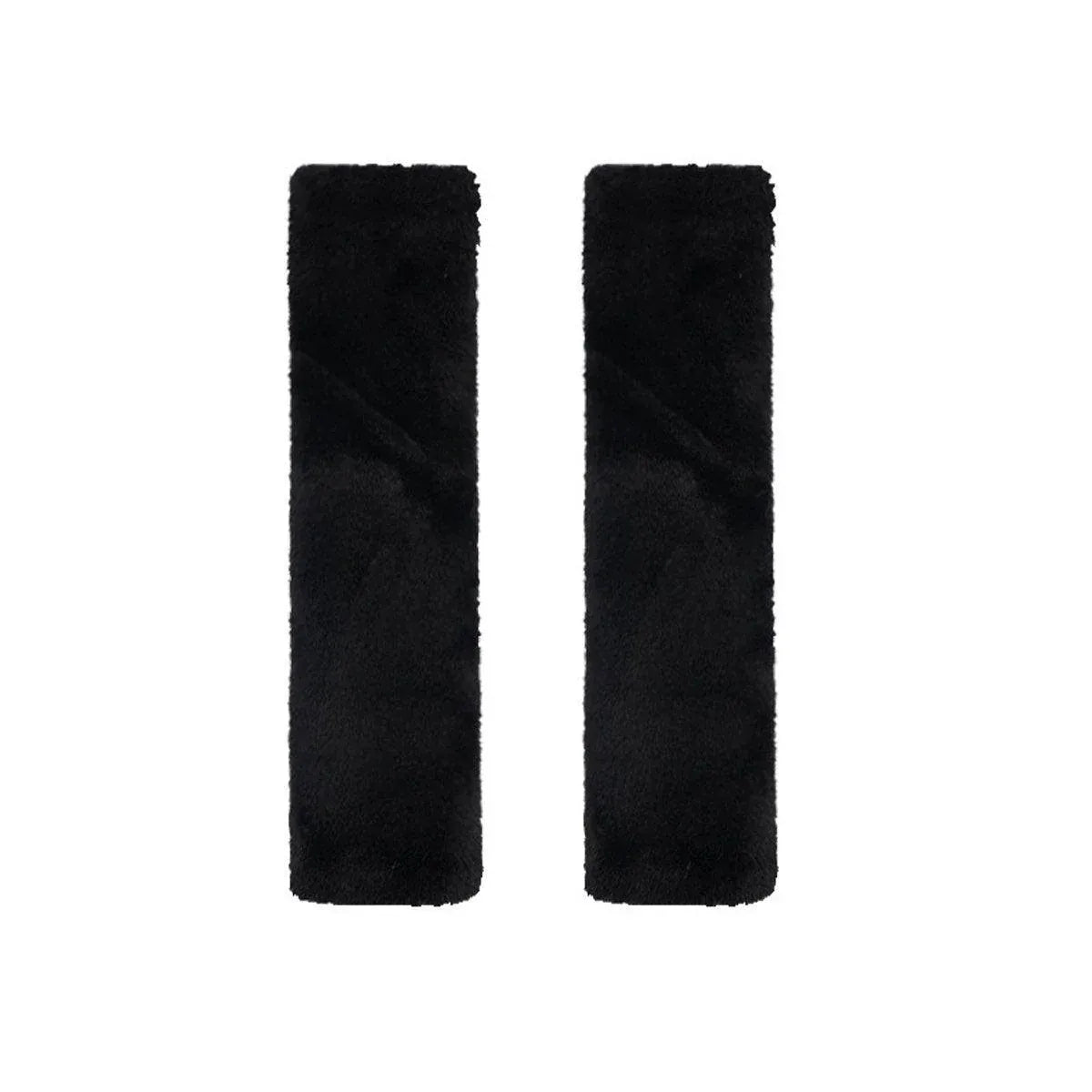 Winter Plush Shoulder Strap Cover Neck Cushion Pad for Comfortable Car Travel 2PCS - Black