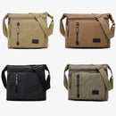 Retro Canvas Messenger Shoulder Bag for Men Travel Crossbody Satchel with Zippers - Coffee