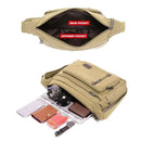 Retro Canvas Messenger Shoulder Bag for Men Travel Crossbody Satchel with Zippers - Coffee