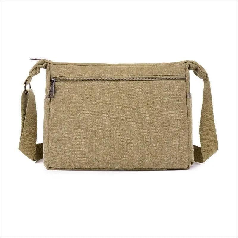 Retro Canvas Messenger Shoulder Bag for Men Travel Crossbody Satchel with Zippers - Coffee