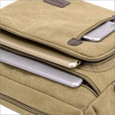 Retro Canvas Messenger Shoulder Bag for Men Travel Crossbody Satchel with Zippers - Khaki