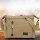 Retro Canvas Messenger Shoulder Bag for Men Travel Crossbody Satchel with Zippers - Khaki