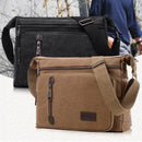 Retro Canvas Messenger Shoulder Bag for Men Travel Crossbody Satchel with Zippers - Khaki