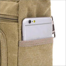 Retro Canvas Messenger Shoulder Bag for Men Travel Crossbody Satchel with Zippers - Khaki