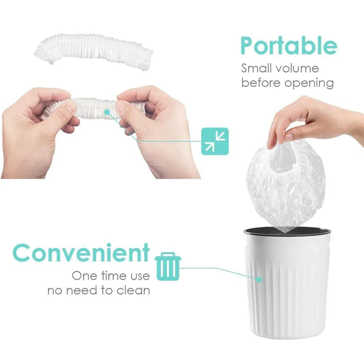 50pcs Transparent Shower Caps Individually Wrapped for Hotel Guesthouse Supplies - A