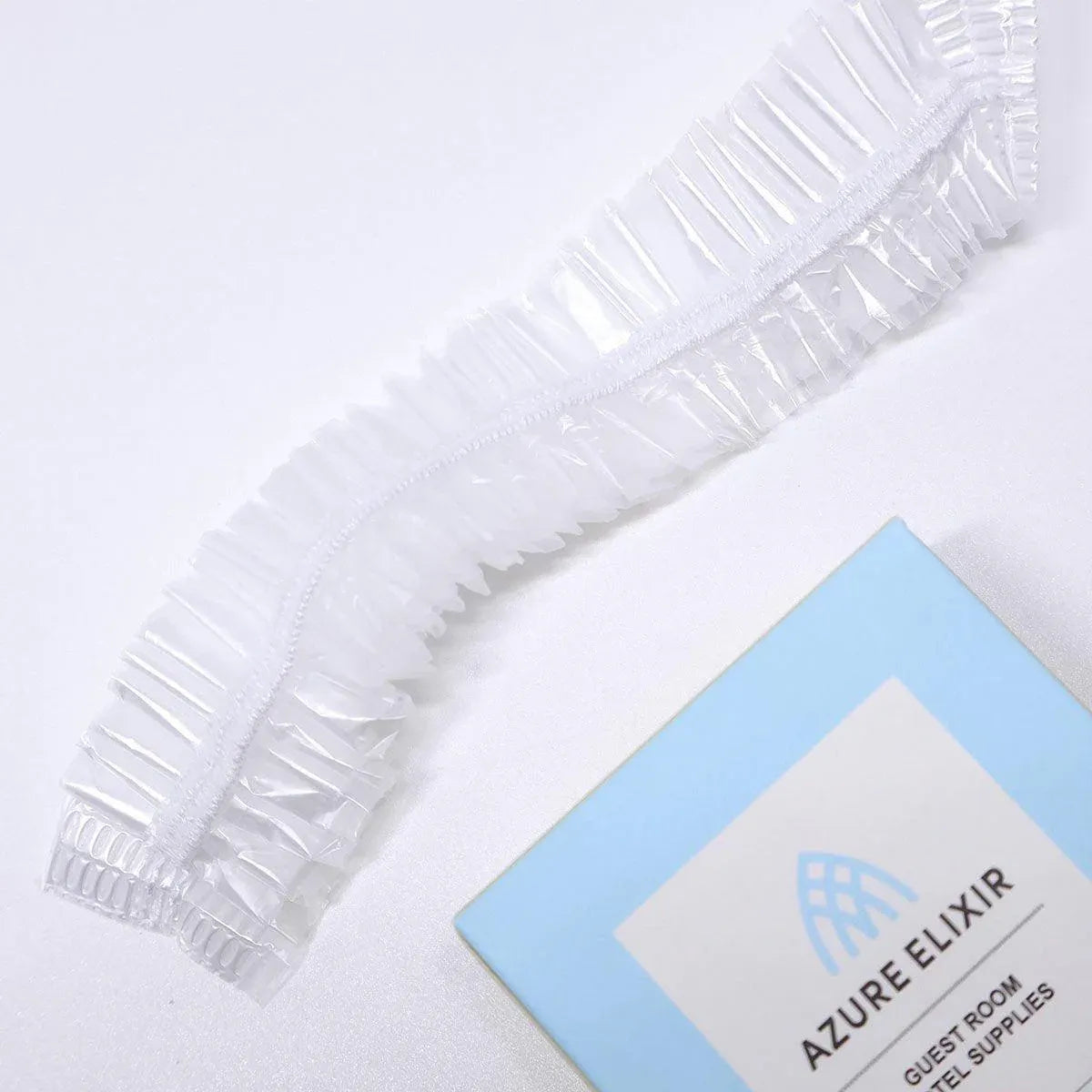 50pcs Transparent Shower Caps Individually Wrapped for Hotel Guesthouse Supplies - A