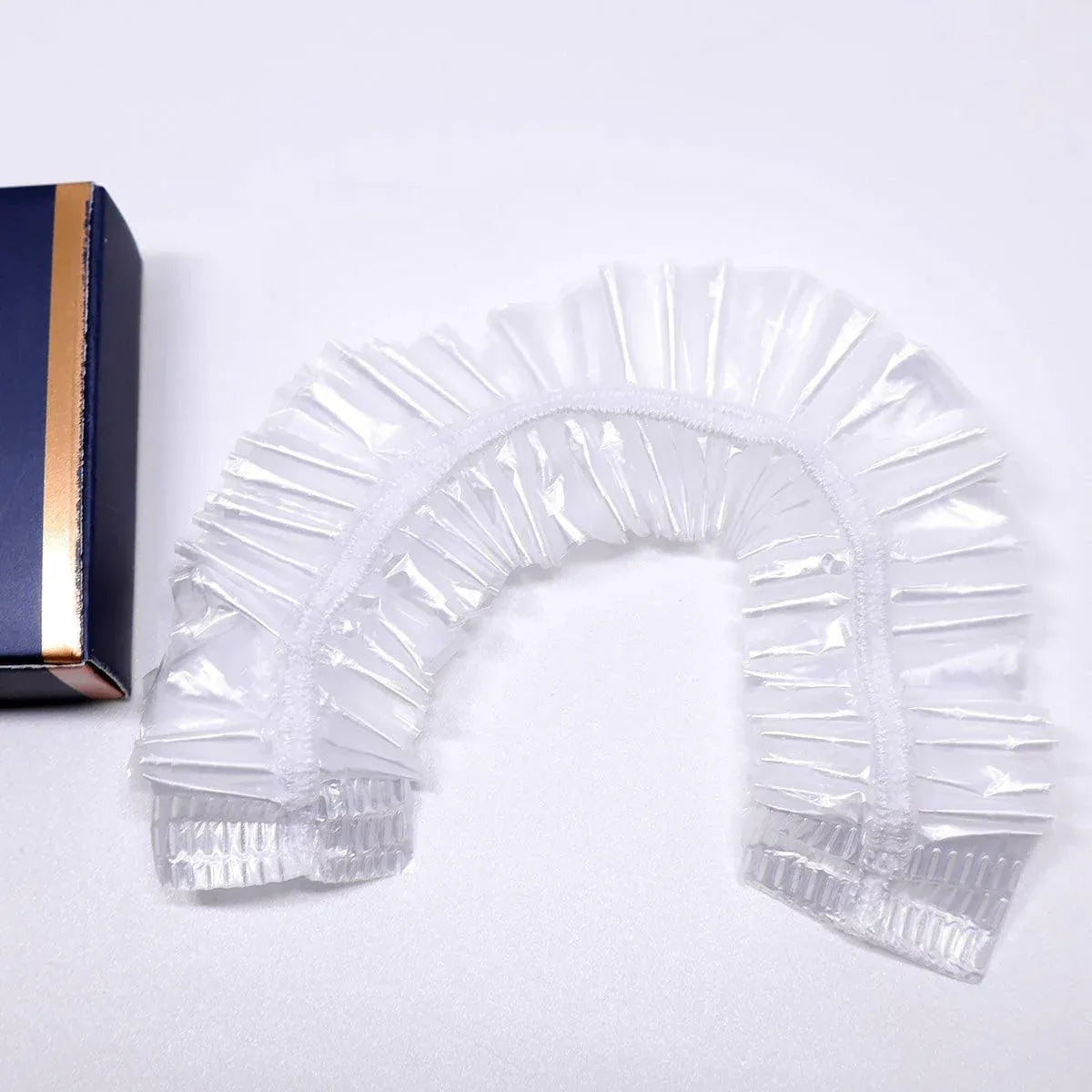 50pcs Transparent Shower Caps Individually Wrapped for Hotel Guesthouse Supplies - A