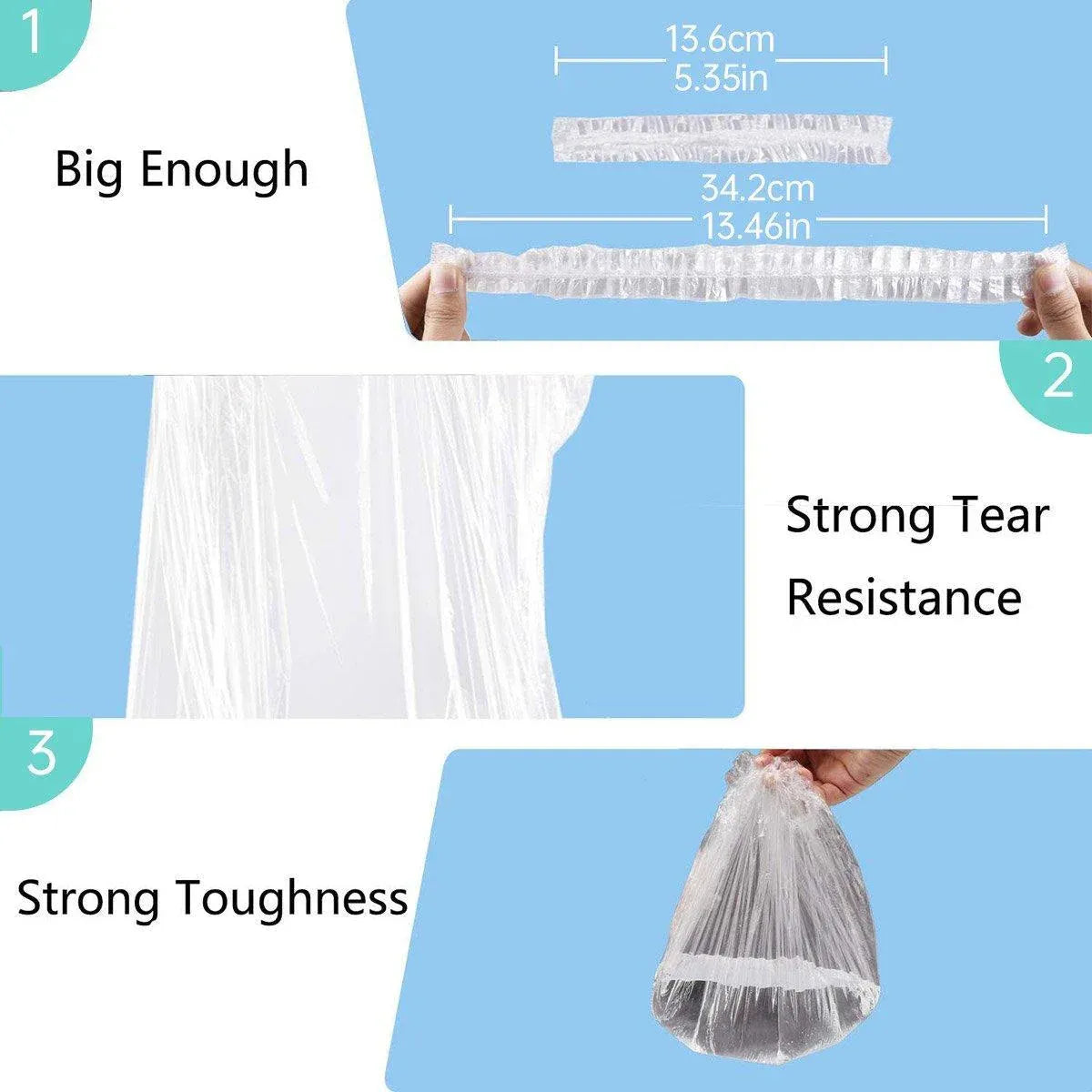 50pcs Transparent Shower Caps Individually Wrapped for Hotel Guesthouse Supplies - B