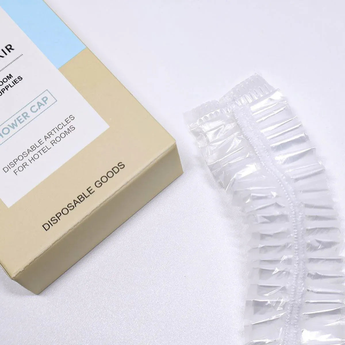 50pcs Transparent Shower Caps Individually Wrapped for Hotel Guesthouse Supplies - B