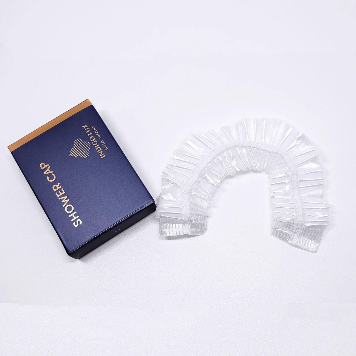 50pcs Transparent Shower Caps Individually Wrapped for Hotel Guesthouse Supplies - B