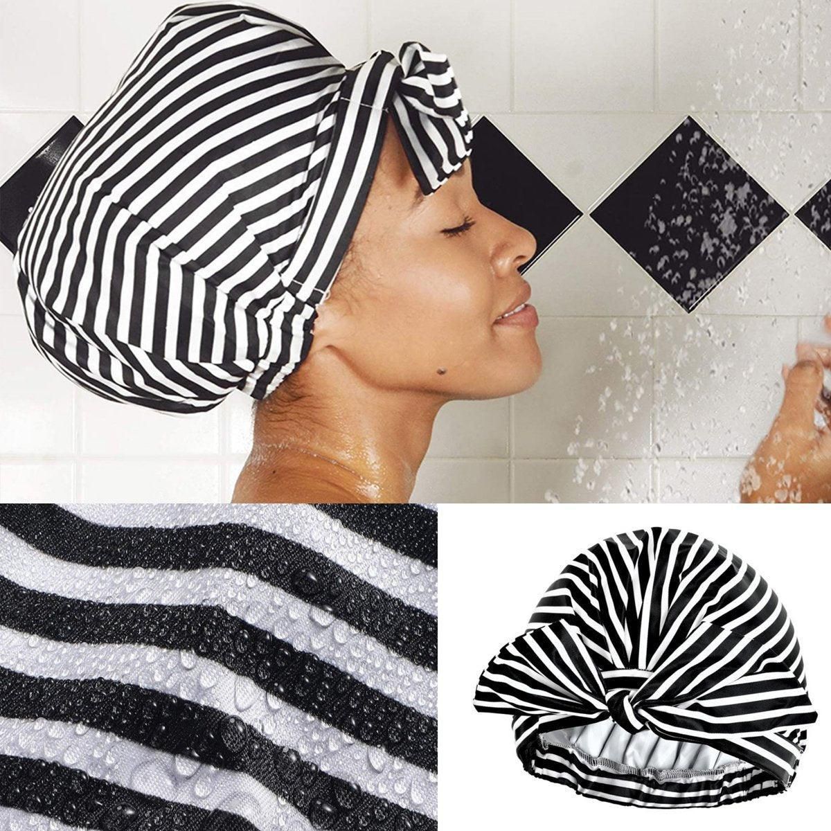 Woman Shower Cap Reusable Long Hair Large Turban Bathroom Waterproof Hair Cap - Coconut Tree