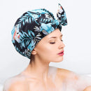 Woman Shower Cap Reusable Long Hair Large Turban Bathroom Waterproof Hair Cap - Coconut Tree