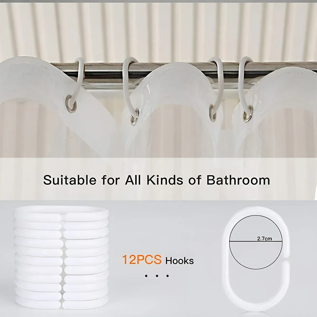Waterproof Bath Curtain PEVA Fabric Mould Resistant for Bathroom
