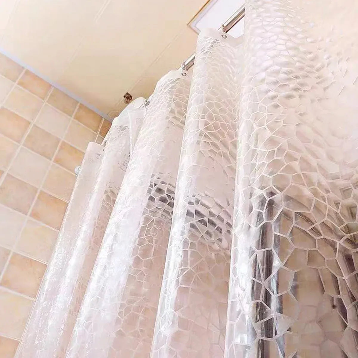 Waterproof Bath Curtain PEVA Fabric Mould Resistant for Bathroom
