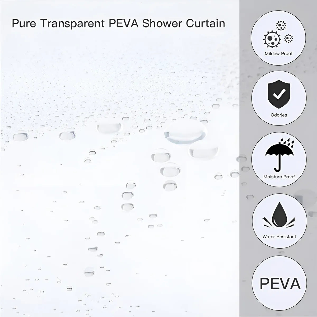 Waterproof Bath Curtain PEVA Fabric Mould Resistant for Bathroom