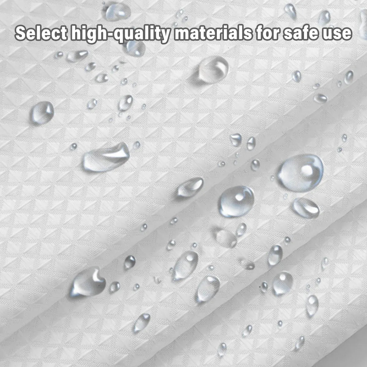 Cold White Waffle Shower Curtain Waterproof Bathroom Curtain Perforation Free