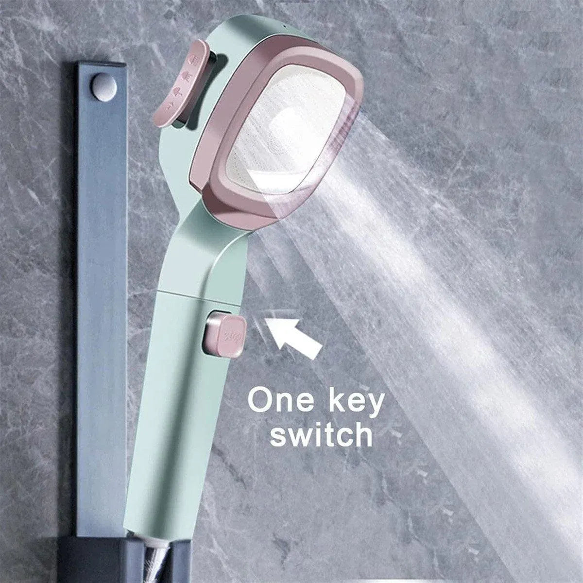 High Pressure Handheld Shower Head with Filter for Bathroom Water Saving Spray - Navy
